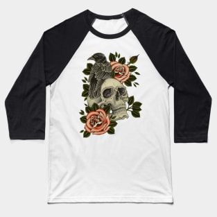 Crow and skull Baseball T-Shirt